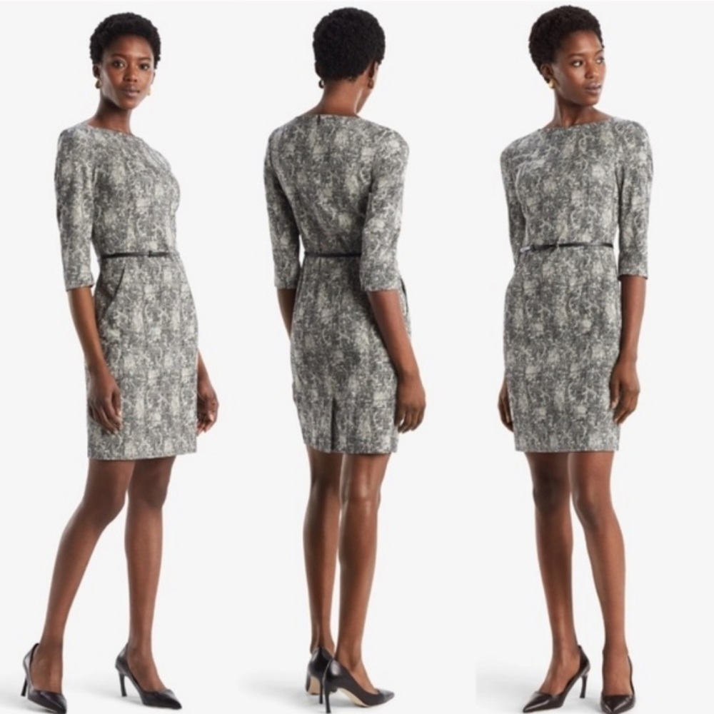 MM LAFLEUR Etsuko Dress Crackle Print Sheath 3/4